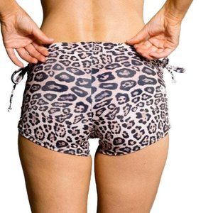 Onzie Yoga Leopard Drawstring Tie Booty Shorts